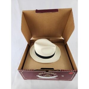 Biltmore Panama Hat‎ Size 7 Monti Cristi Hand Woven Bleached Mens w/ Box